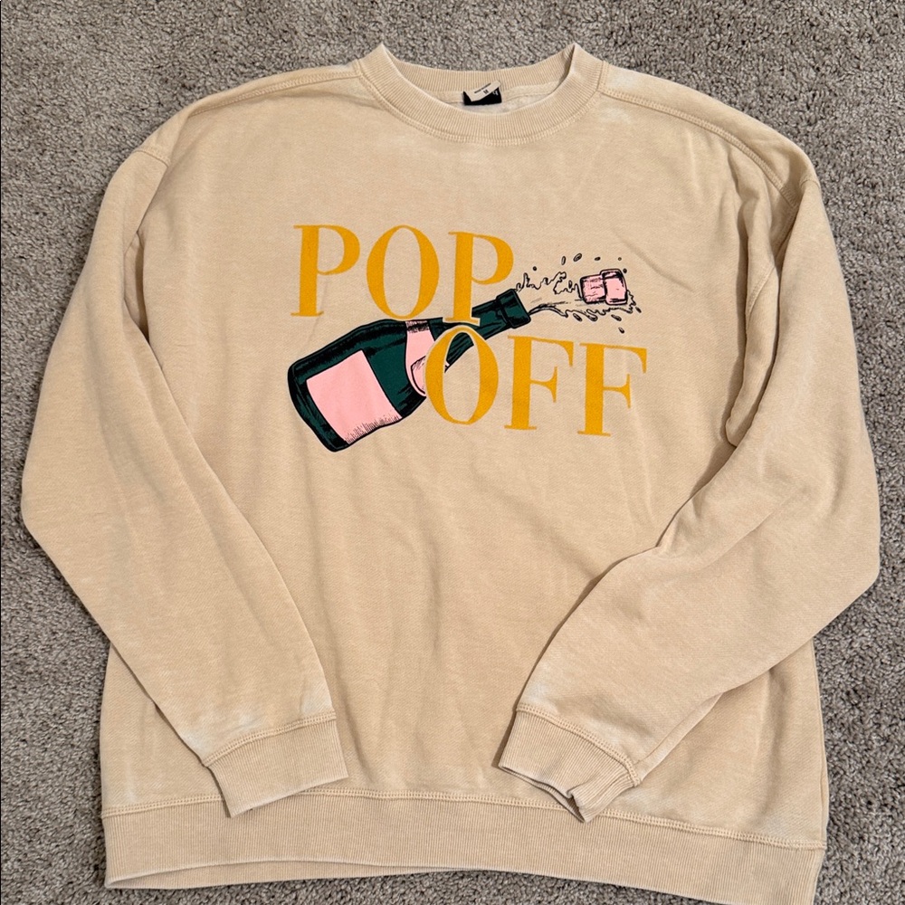 Pop Off Graphic Beige Sweater